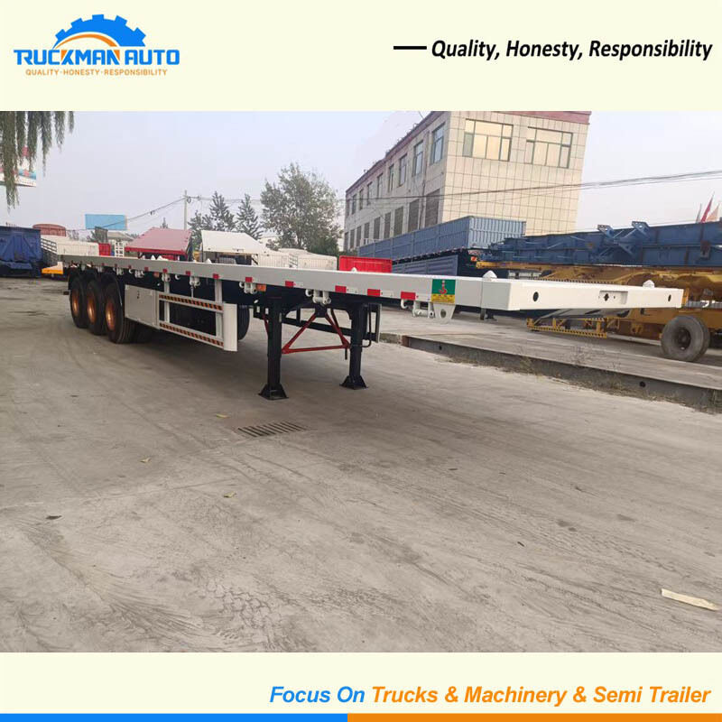 Reliable 3 Axle 50 Tons Container Flatbed Semi Trailer For Container Transportation